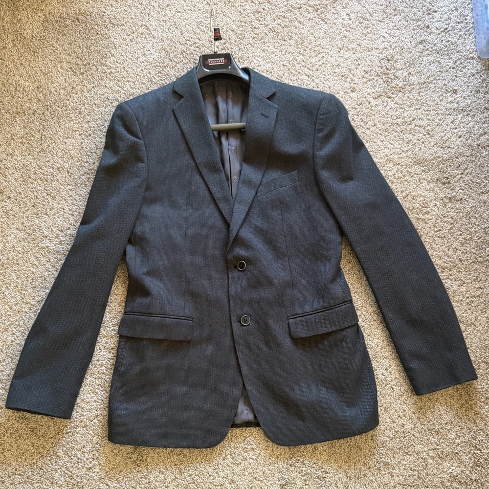 JOHN VARVATOS Suit Jacket Mens 42L Dark Gray Wool 2 Button Front Bedford Blazer